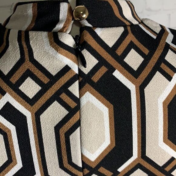 INC Brown Black Cream Geometric Fitted Dress - S - Picture 3 of 4